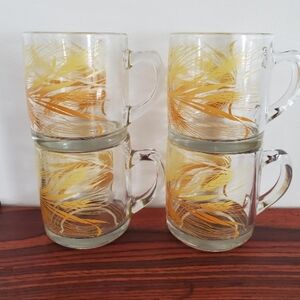 Amazing vintage Iibbey glasses/set of four mugs/quality multi tone wheat graphic